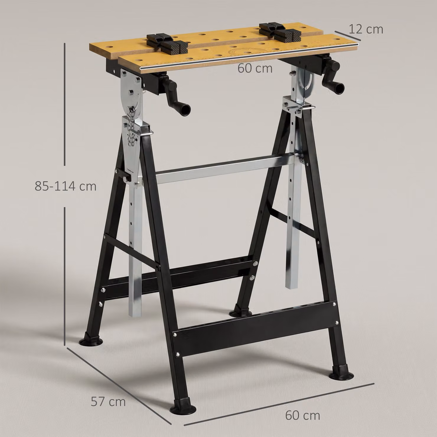 HOMCOM Portable Folding Workbench with Adjustable Height and Angle, Beige – 3