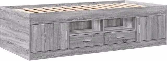 Berkfield Home Versatile Daybed with Drawers in Grey Sonoma, W/D/H: 90 x 190 cm