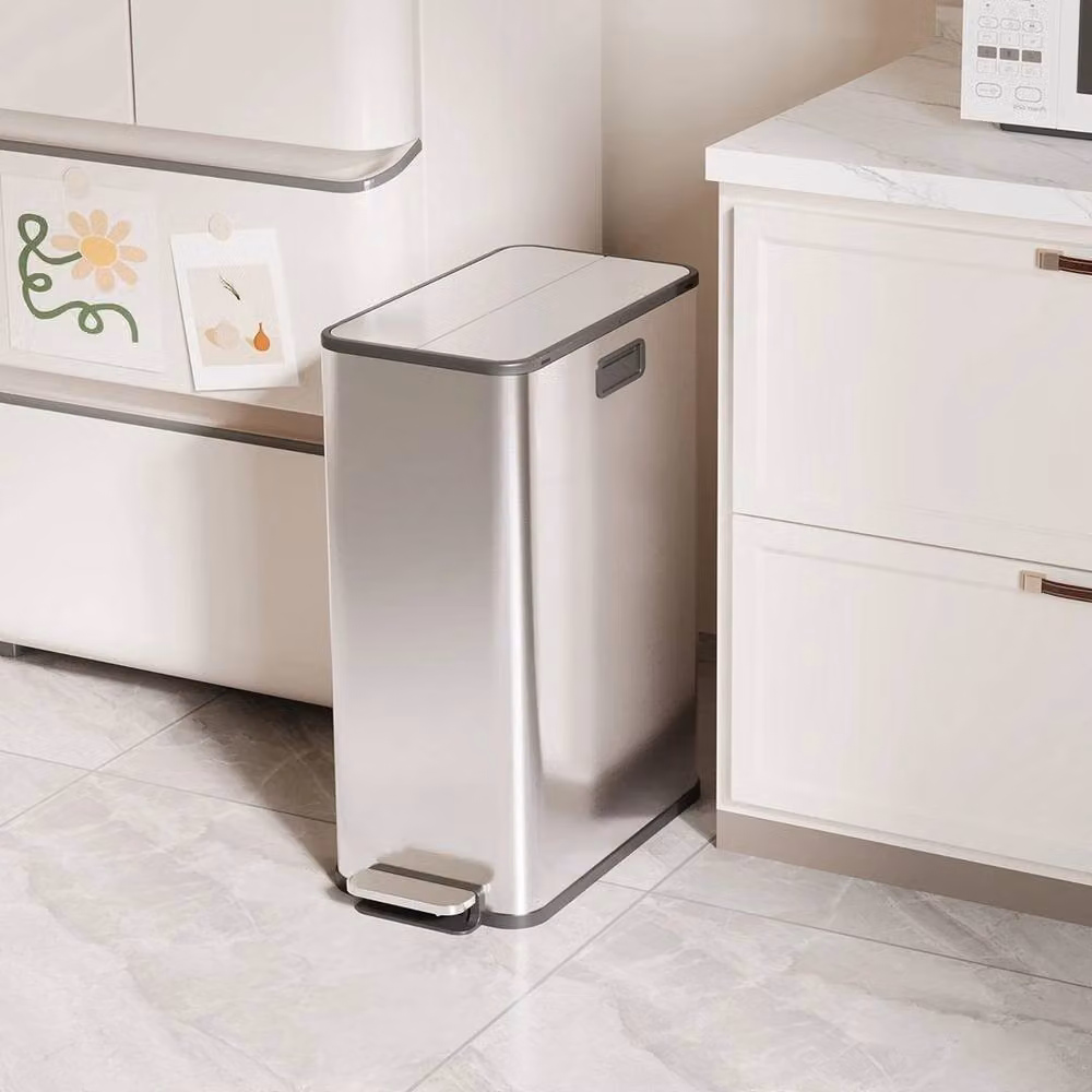 KORVIXA 56L Stainless Steel Silent Soft Close Pedal Bin in Silver – 3