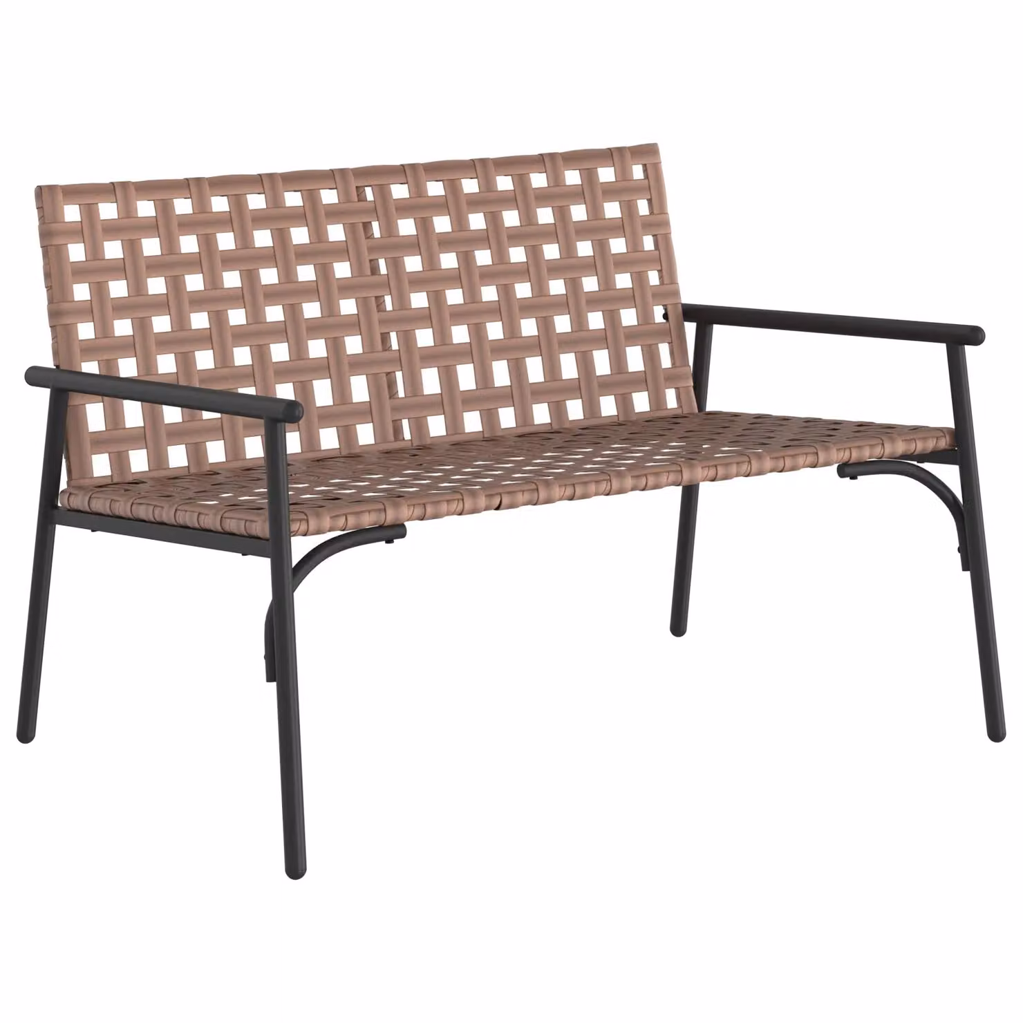 Berkfield Home Modern Poly Rattan Garden Bench in Black and Brown, W/D/H: 113 x 79 x 75 cm – 2