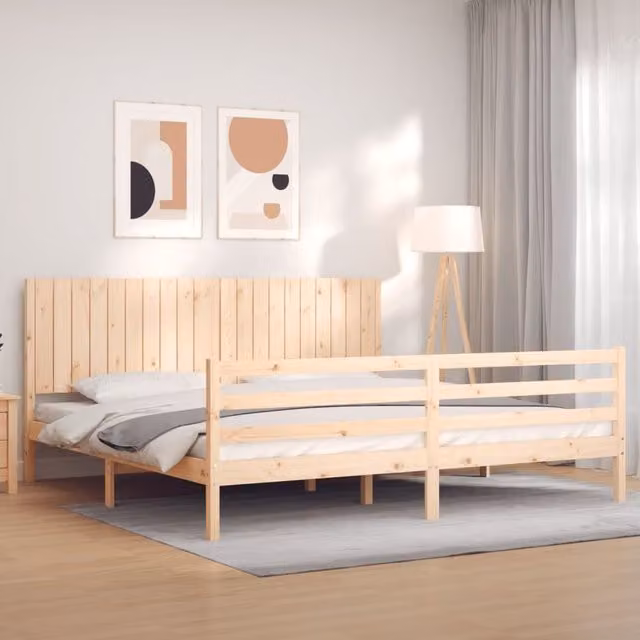 Berkfield Home Rustic Solid Pine Bed Frame in Brown, 200 x 200 cm – 1