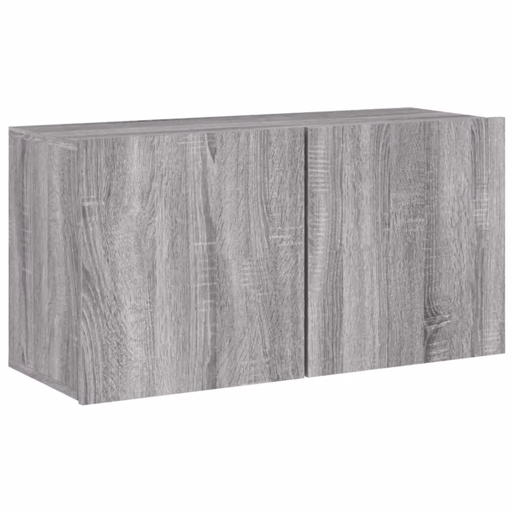 Berkfield Home Wall-mounted TV Cabinet in Grey Sonoma, W/D/H: 80 x 30 x 41 cm – 2