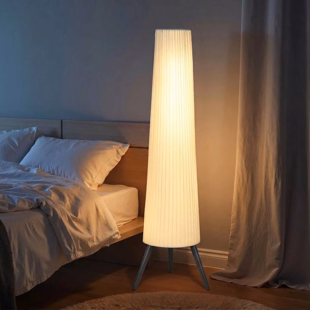 EONLION Dimmable Scandinavian Floor Lamp with Foot Switch in White and Wood – 3