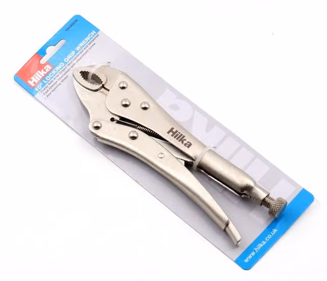 Hilka Hardened Steel Locking Curved Jaw Wrench in Silver