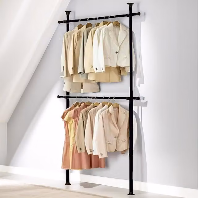 Pirlo Plush Industrial Matt Black Metal Clothes Rail