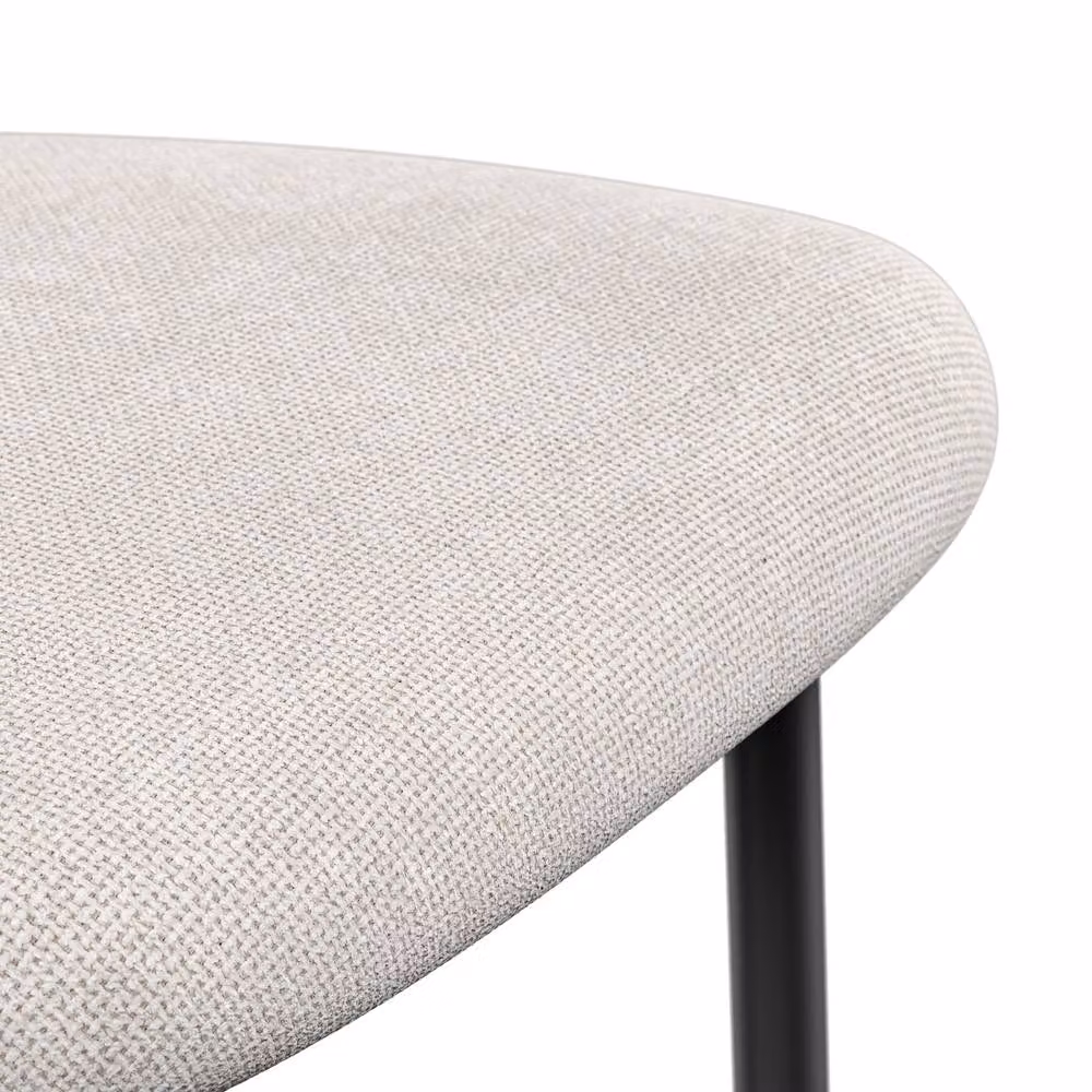 More4Homes Arlo Concrete Round Dining Table with Black Legs and 4 Myla Beige Linen Dining Chairs Set – 3