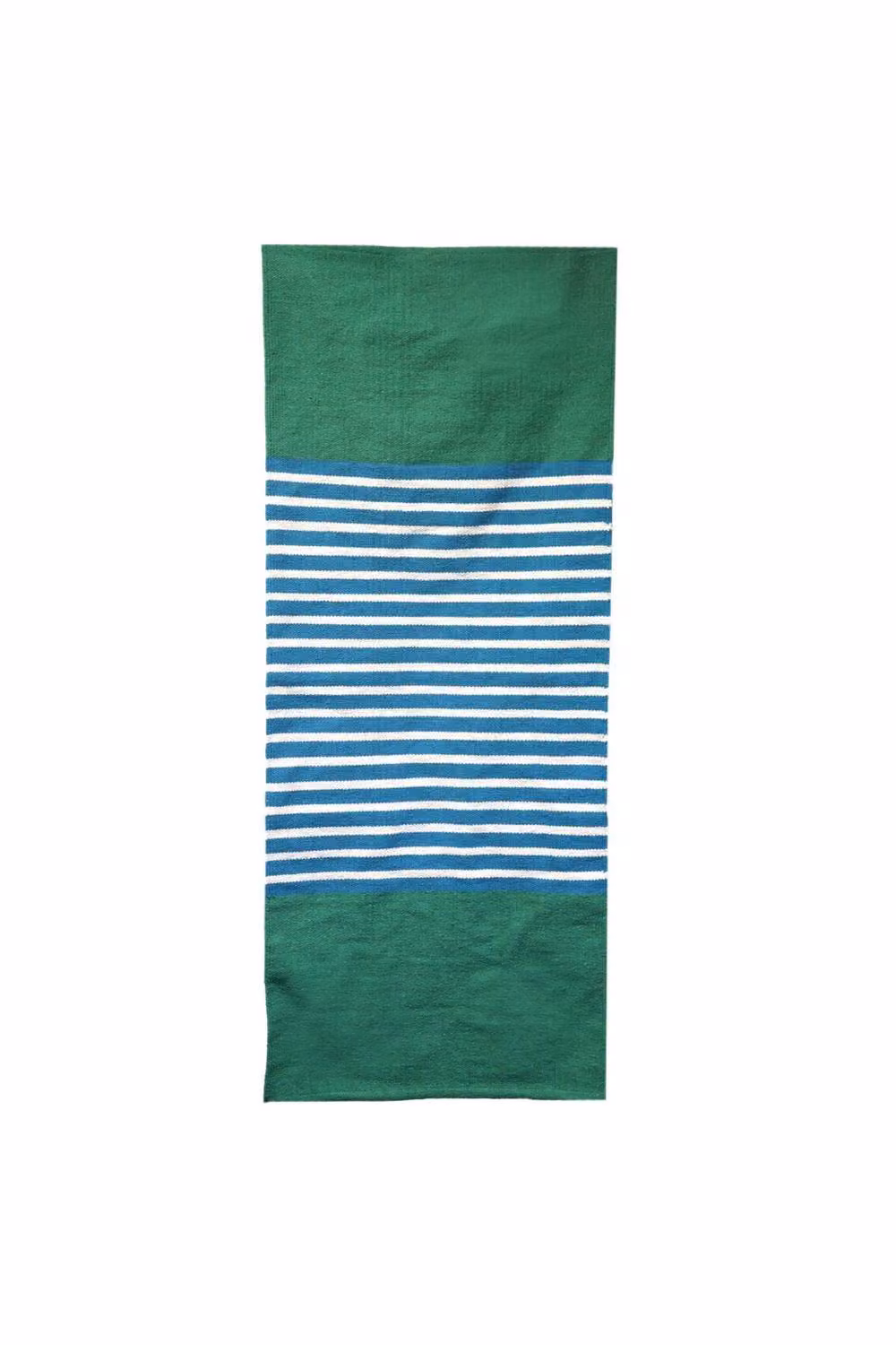 KDMD Handcrafted Indian Cotton Ethnic Striped Rug in Green and Blue, W/D/H: 70 x 170 cm – 2