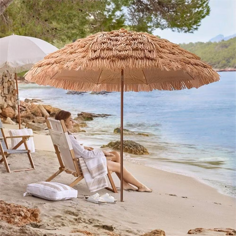 SPETLEK Thatched Patio Umbrella with UPF 50+ Protection, Multicolour, Steel Frame, Height: 190 cm, Diameter: 160 cm – 3