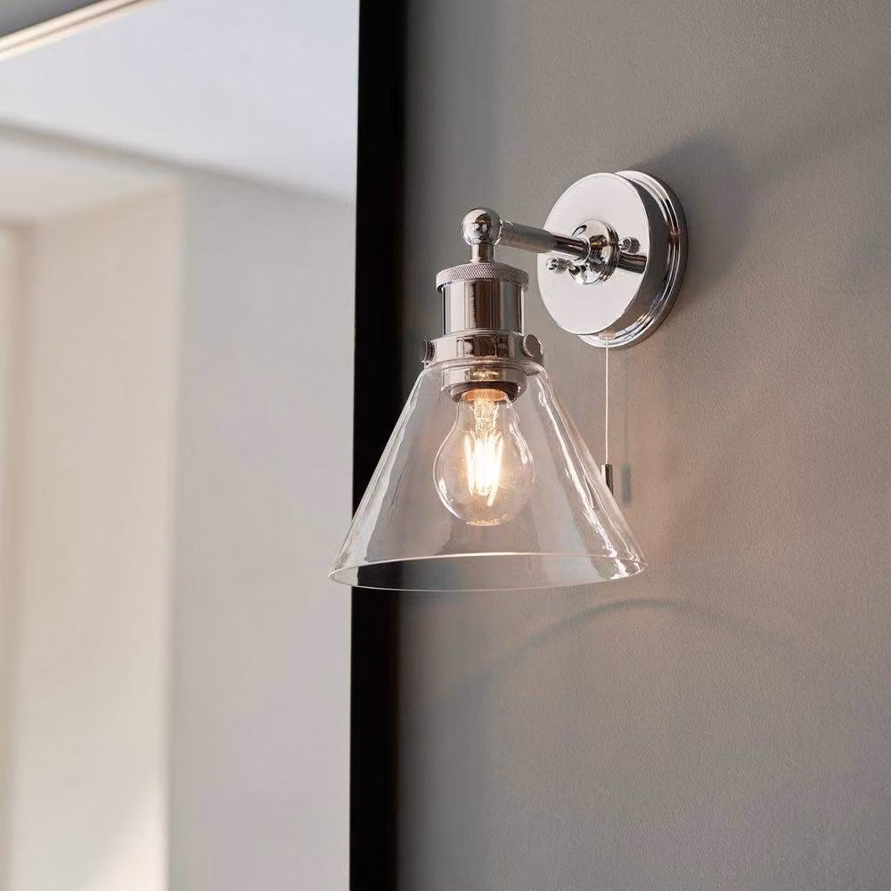 Netlighting CATANZARO Contemporary Grey Glass Bathroom Wall Lamp with Chrome Details – 2