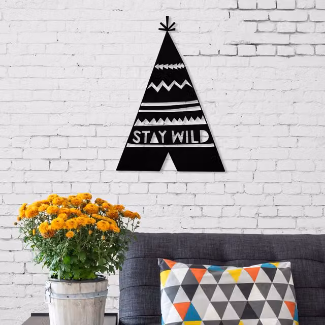 Decortie Stay Wild Metal Wall Art Decorative Object in Black