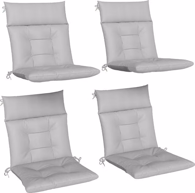 Outsunny Set of 4 Waterproof and UV-Resistant Patio Chair Cushions in Grey, W: 112 cm, D: 53 cm – 1