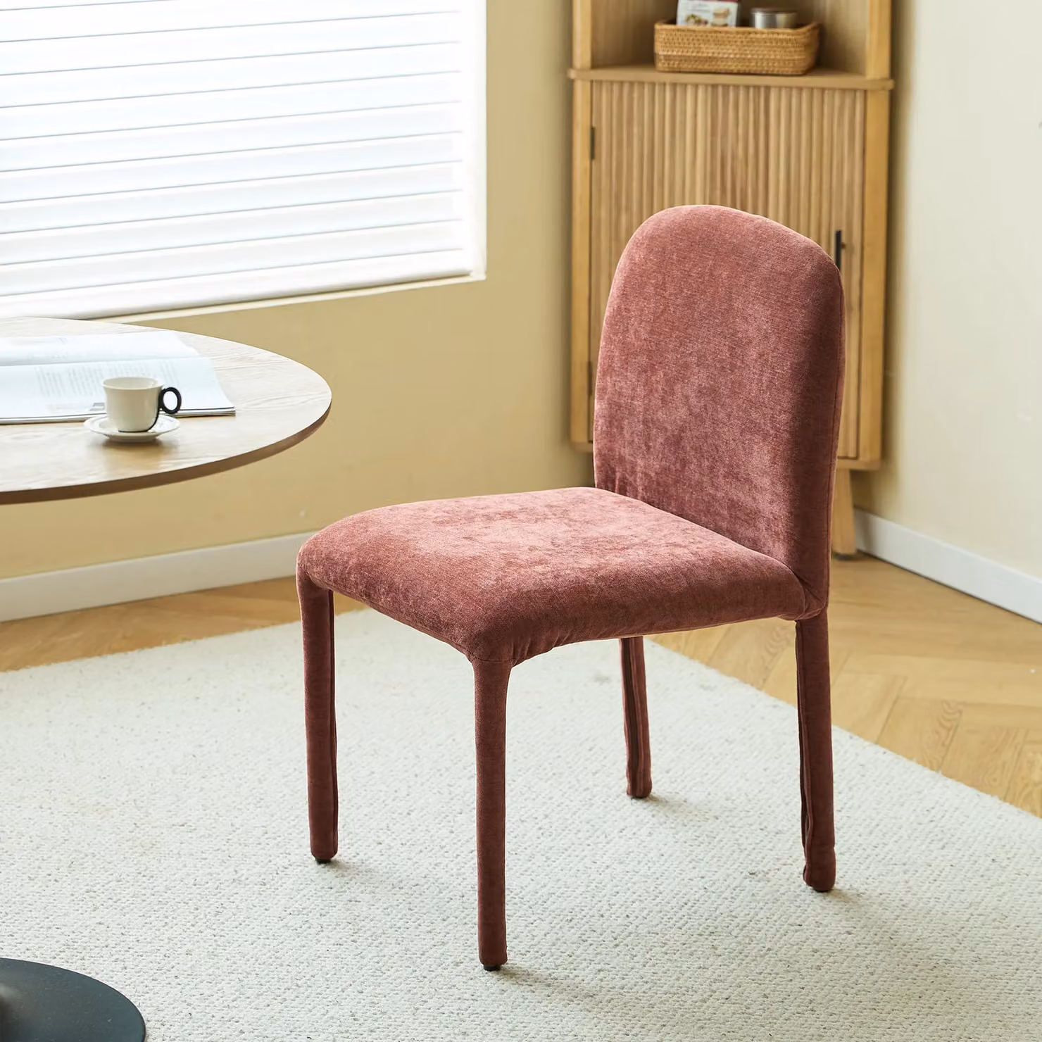 Nordlys Set of 2 Red Scandinavian Fabric Upholstered Dining Chairs – 2