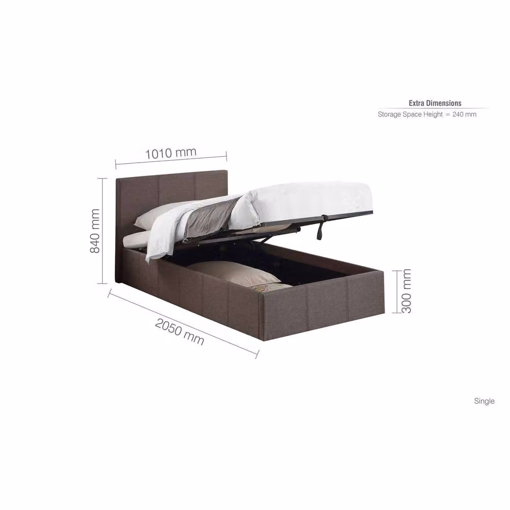 Birlea Berlin Grey Fabric Velvet Ottoman Storage Bed Frame, W: 120 cm, L: 200 cm – 5