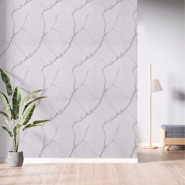 Komore 10-Piece Faux Marble Wall Stickers with Grey Crackle Pattern in White and Grey