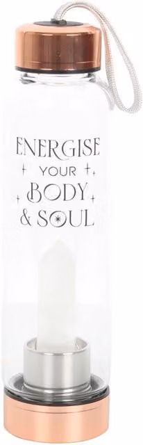 Something Different Body & Soul Quartz Water Bottle in Clear Glass with Stainless Steel and Carry Handle, 532 ml