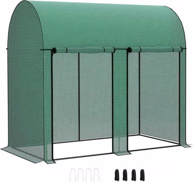 VOGREX Green Small Tomato Greenhouse with Roll-up Zipped Doors, W/D/H: 200 x 100 x 178 cm