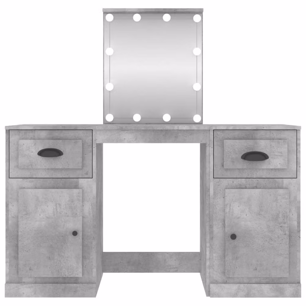 Berkfield Home White and Grey Modern Dressing Table with Hollywood LED Mirror W/D/H: 130 x 50 x 132.5 cm – 2