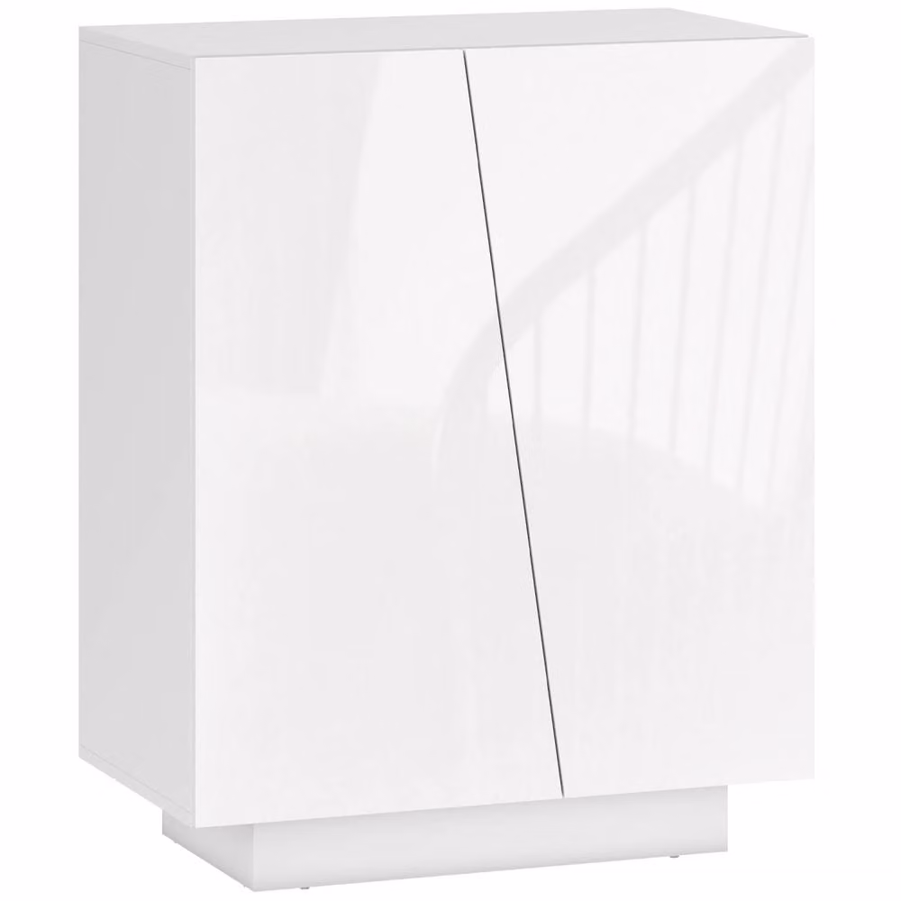Wyld Haus Ranifa Modern High Gloss White Freestanding Storage Cabinet with 2 Hinged Doors and Internal Shelves – 2