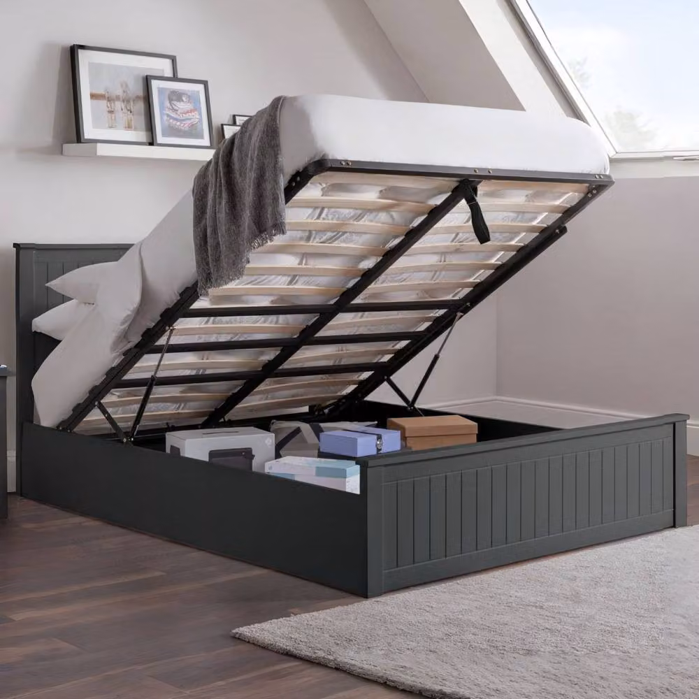 Cheshire Garnet Upholstered Ottoman Storage Bed in Anthracite Grey, W/D/H: 150 x 200 cm – 3