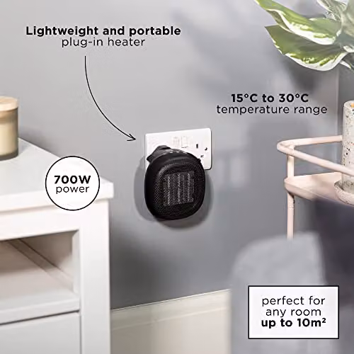 Russell Hobbs RHPH7001 700W Compact Portable Ceramic Plug-in Fan Heater in Black – 3