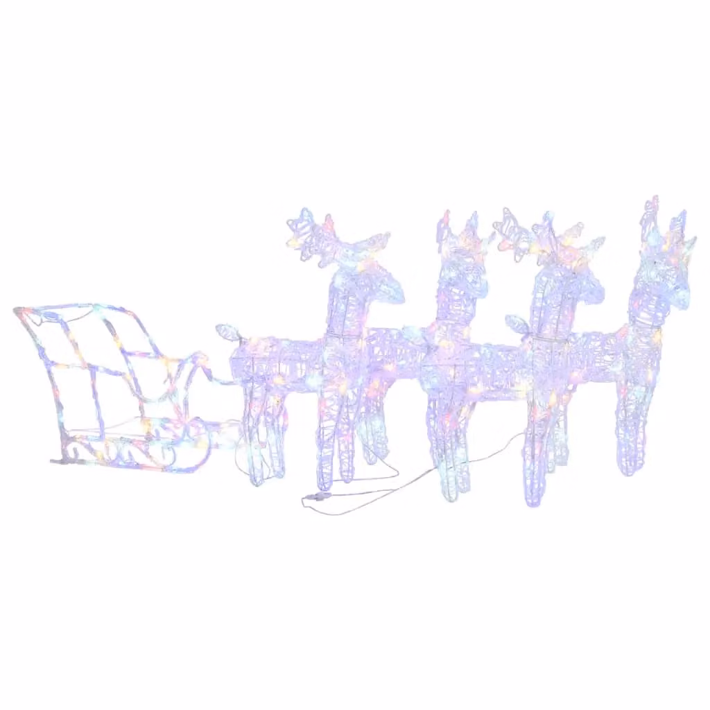Berkfield Home Reindeers & Sleigh Christmas Decoration, Multicolour LED, W/D/H: 280 x 28 x 55 cm – 2