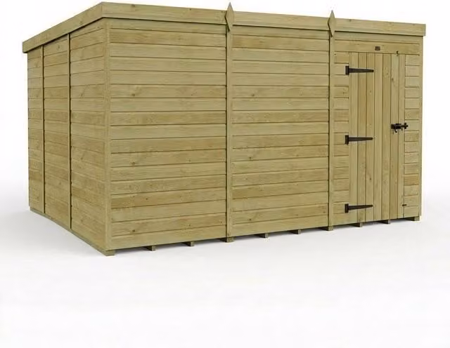 Buttercup Farm Brown Timber Pent Garden Shed with Single Door, W: 365.76 cm, D: 305.0 cm, H: 210.0 cm – 1