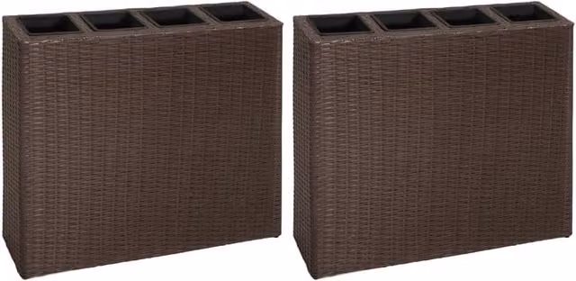 Berkfield Home Garden Raised Bed with 4 Pots in Brown Poly Rattan – 1