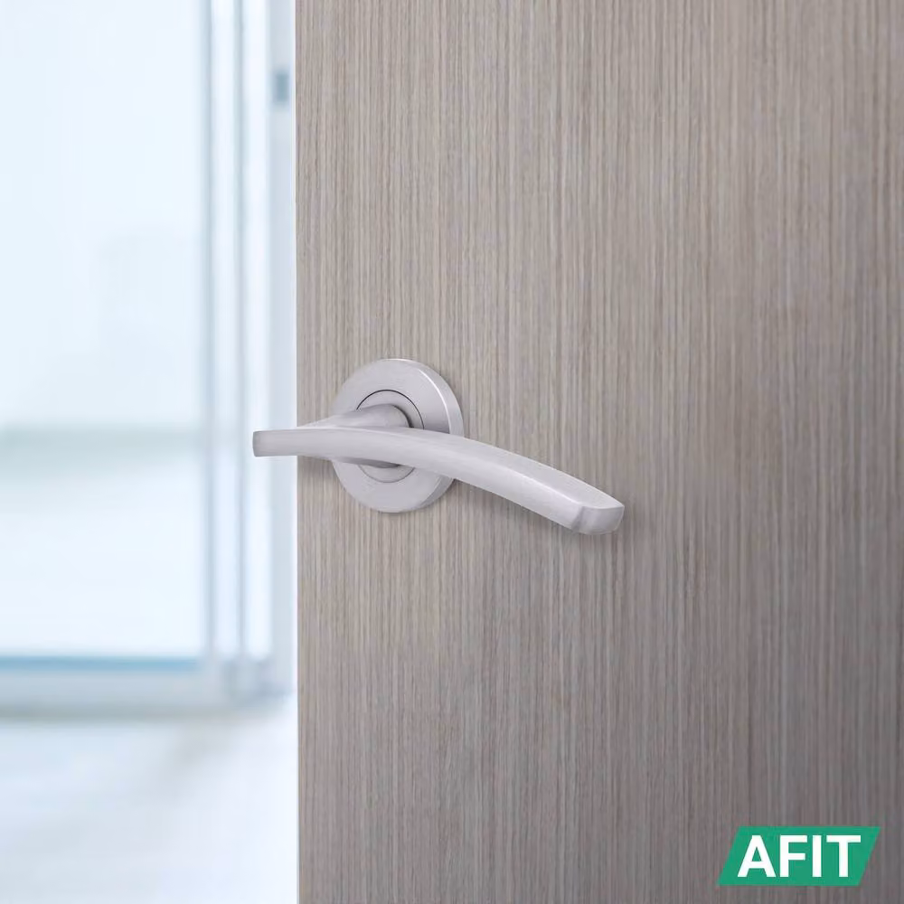 AFIT Satin Chrome Fire Door Lever On Rose Handles, 4 Pack, Silver – 3