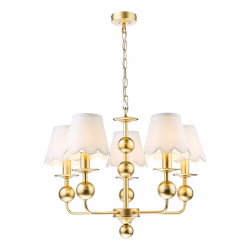 DAR Lighting Tilda 5 Light Pendant in Gold and White