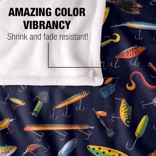 JQ Licensing Fishing Lures Pattern Super Soft Fleece Throw Blanket, Multicolour, W: 91 cm, D: 147 cm – 4
