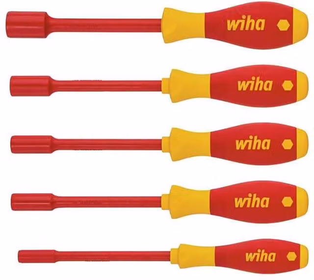 Wiha SoftFinish Electric Hex Nut Driver Set in Black, Red and Multicolour, Chrome Vanadium Steel