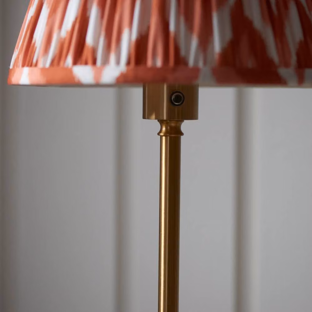 Netlighting Burley Rechargeable LED Floor Lamp with Orange Fabric Zigzag Shade and Gold/Brass Metal Base – 3