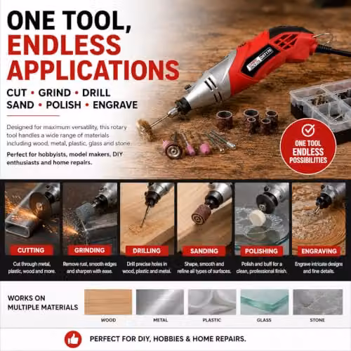 Lumberjack Oscillating Hobby Rotary Multi Tool with 120pc Accessory Set, Red – 5