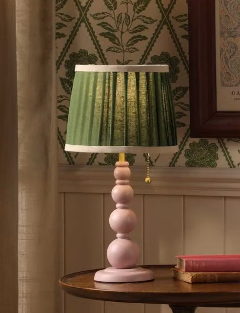 Joules Harewood Wooden Bobbin Table Lamp in Green Mix