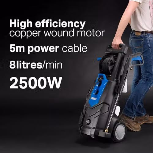 Draper PW2500 Electric Pressure Washer with Heavy Duty Patio Cleaner, Blue and Black – 4
