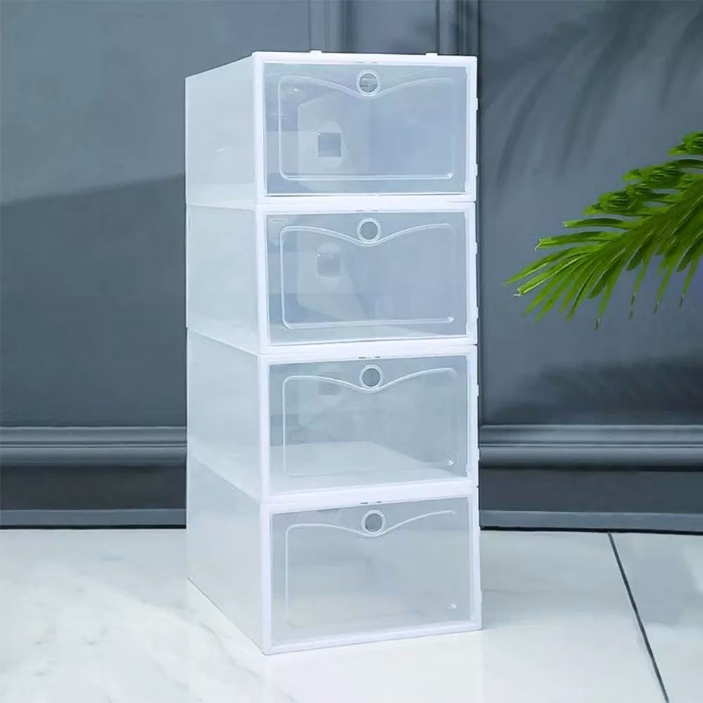 Kelvenix 12-Piece White and Transparent Plastic Shoe Storage Box Set – 2