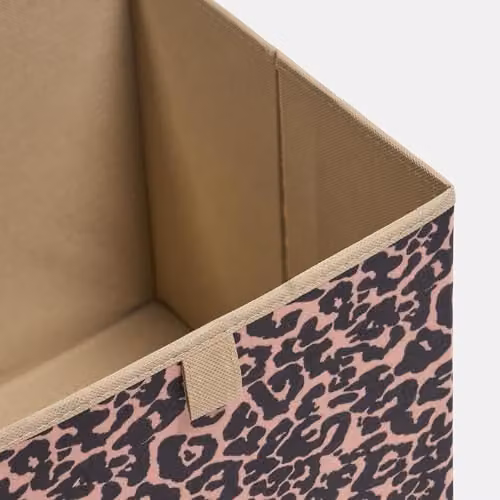 OHS Set of 2 Leopard Print Fabric Storage Cubes in Brown and Multicolour, Foldable with Handles, W/D/H: 27.0 x 27.0 x 27.0 cm – 5