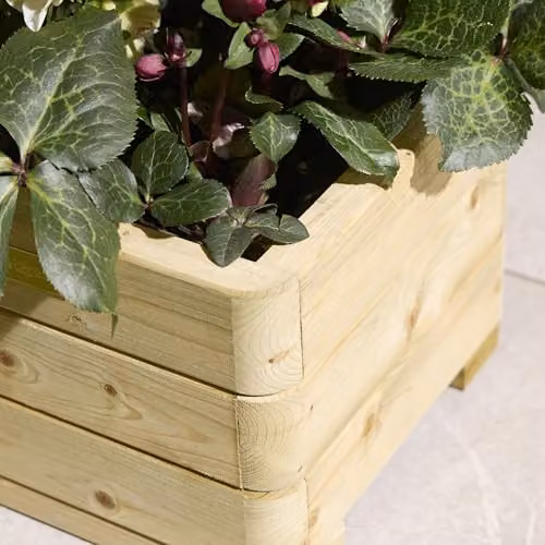 Rowlinson Marberry Square Timber Planter Tub, Brown, W: 40 cm, D: 40 cm, H: 30 cm – 3