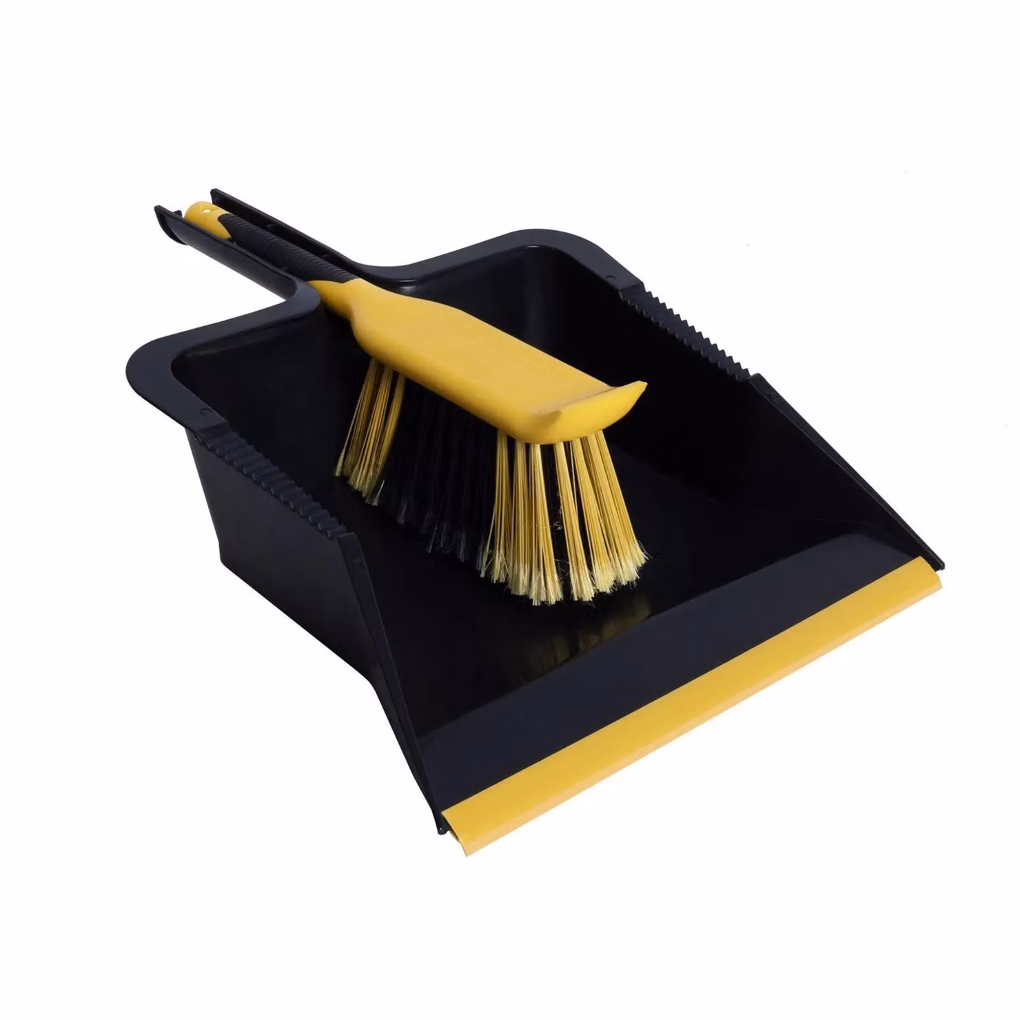 Bulldozer Heavy-duty Dustpan and Brush Set with Scraper in Black and Multicolour – 2