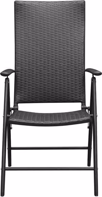 Berkfield Home Stackable Poly Rattan Garden Chairs with Armrests, Black, 2 Pack – 1