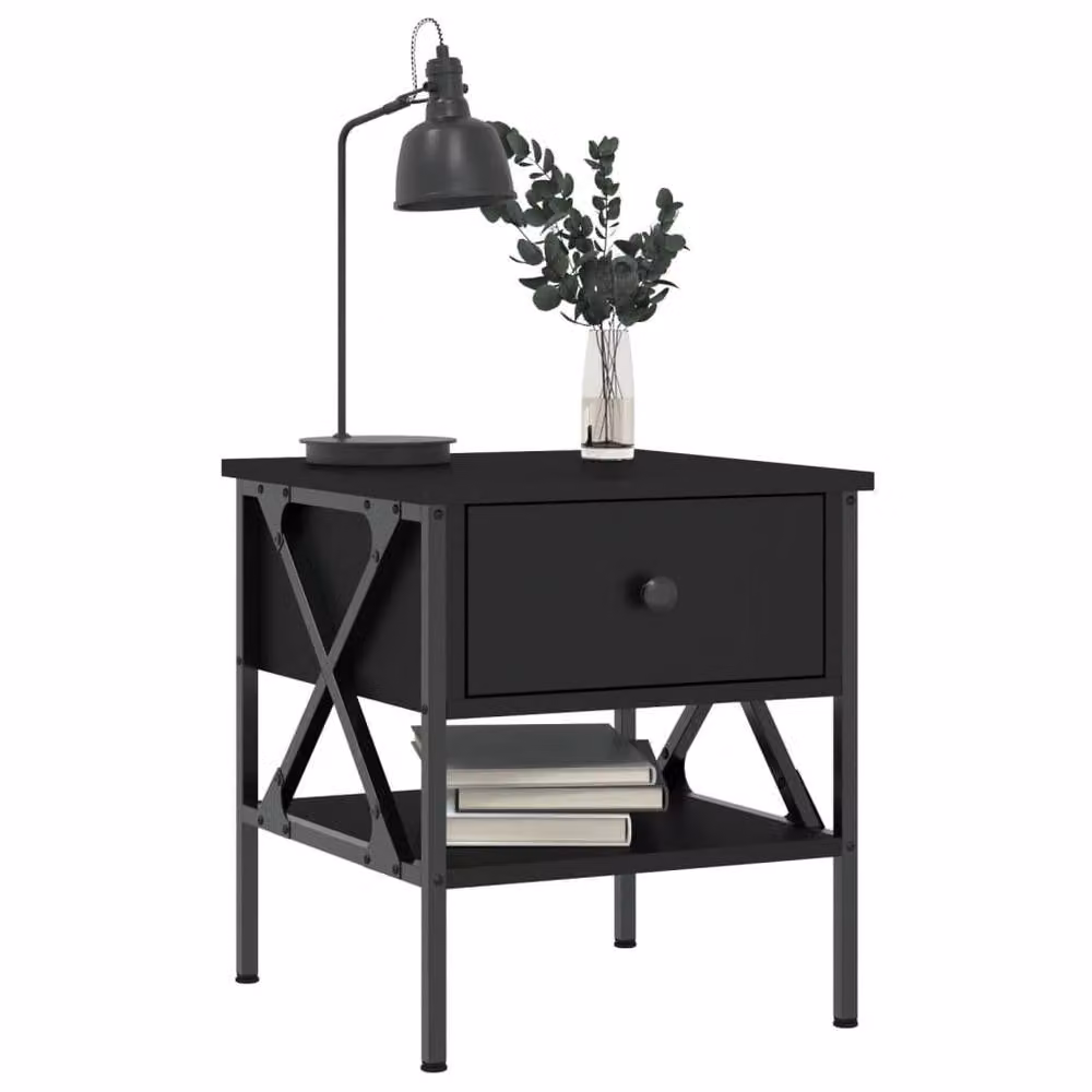 Berkfield Home Black Bedside Table W/D/H: 40 x 42 x 45 cm – 3