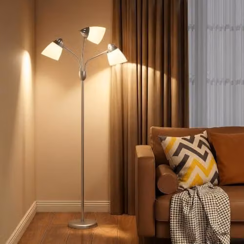 HOMCOM Modern Arc Tree Floor Lamp in Silver Tone, Height: 155 cm