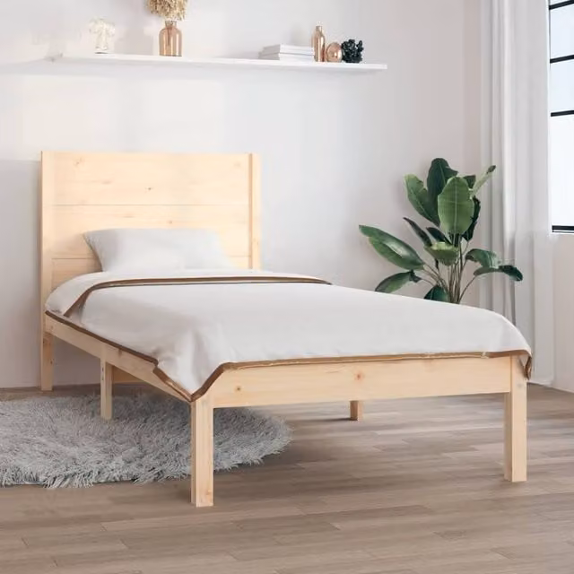 Berkfield Home Single Solid Wood Pine Bed Frame in Brown, W/D/H: 90 x 190 cm – 1