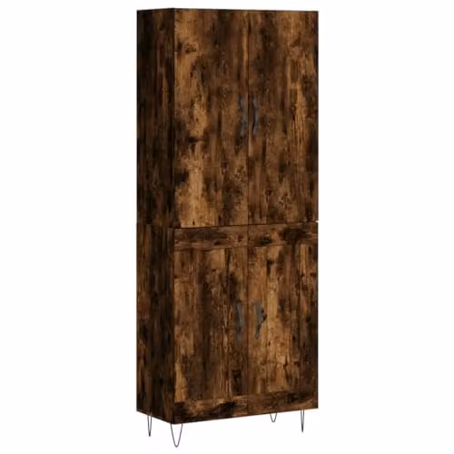 vidaXL Highboard in Smoked Oak, Brown Industrial Style with Hinged Doors, W/D/H: 69.5 x 34 x 180 cm – 1