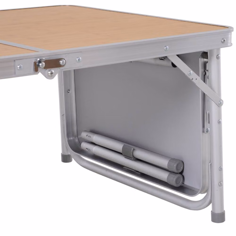 STILVORA Folding Table with Pull-Out Side Table in Natural Wood and Metal – 5