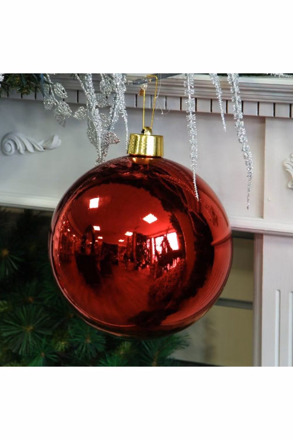 KDMD Red Shiny Shatterproof Christmas Bauble, Diameter: 25 cm – 3