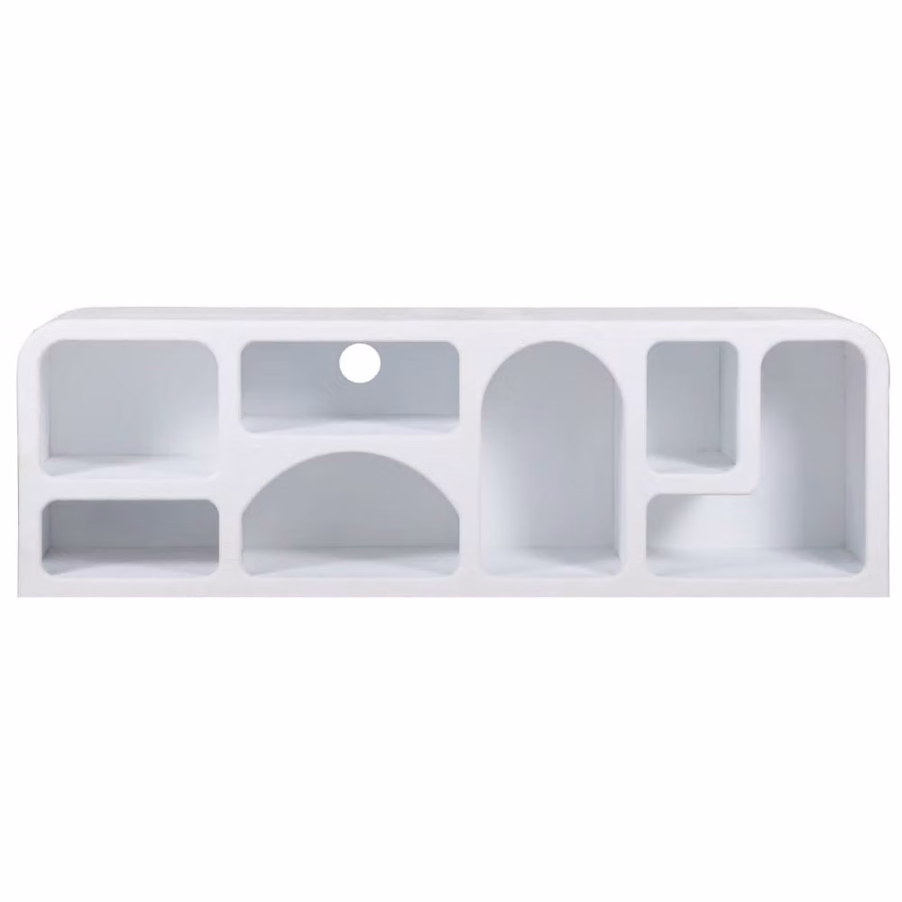Wyld Haus Modern White Abstract TV Display Unit with Media Compartments W/D/H: 160 x 40 x 51 cm – 2