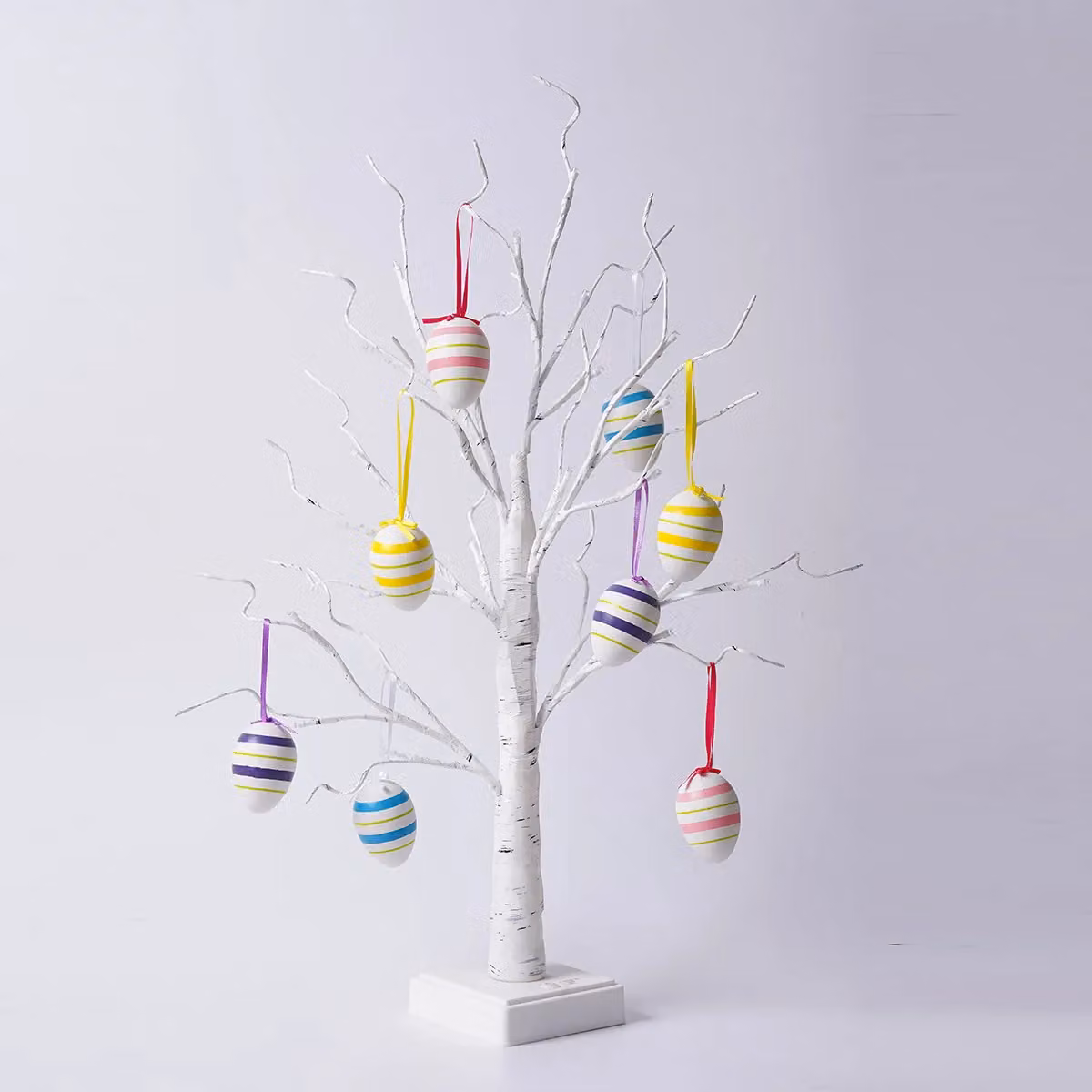 Smartbies Pre Lit Birch Easter Tree Decoration with Hanging Eggs in White – 4