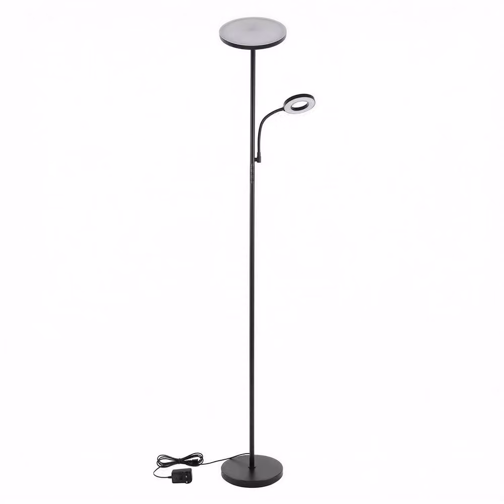 Emitto Mother and Child Floor Lamp Uplighter in Black with Remote Control and Adjustable Reading Light – 2