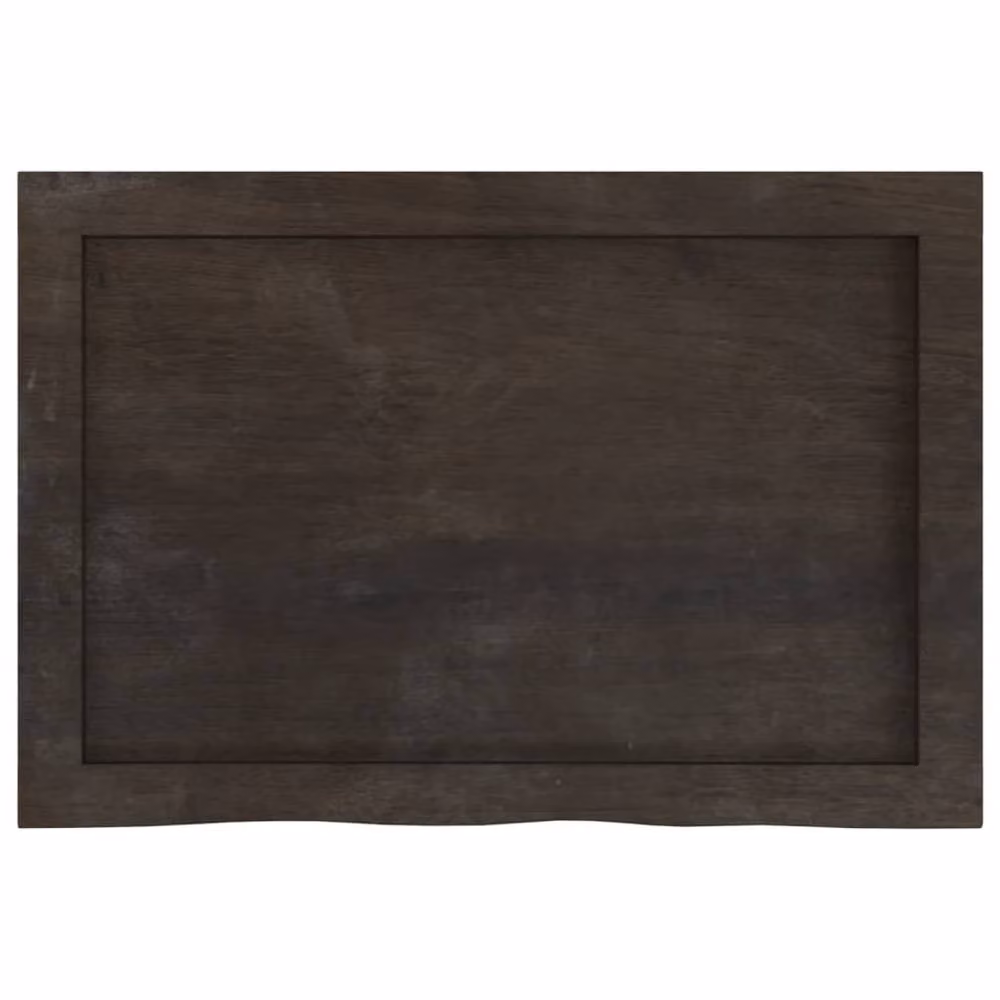 Berkfield Home Table Top in Dark Brown Treated Solid Oak, W/D/H: 60 x 40 x (2-6) cm, Dark Grey – 4